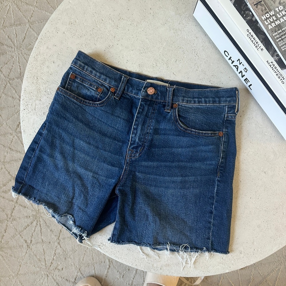 Madewell Cruiser Straight Denim Shorts Raw Hem Blue‎ Jeans Women's Size 28